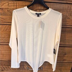 ✨ Express Long Sleeve Mesh Bodysuit – Cream/Ivory – XL – NWT